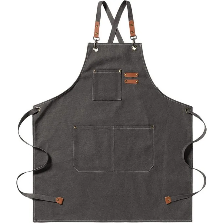 MOPUEA Kochschürze Küchenschürze Grillschürze Canvas für Männer und Frauen, (Küchenschürze Grillschürze für Kochen Grillen Handwerk, Canvas Schürze für Küche Grill Werkstatt Barista), 3 Taschen kreuz Rückenriemen strapazierfest schmutzabweisend