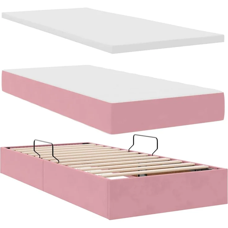 vidaXL LED-Speicherbett mit Matratze Rosa 100 x 200 cm Samt 3372770 – Bild 9