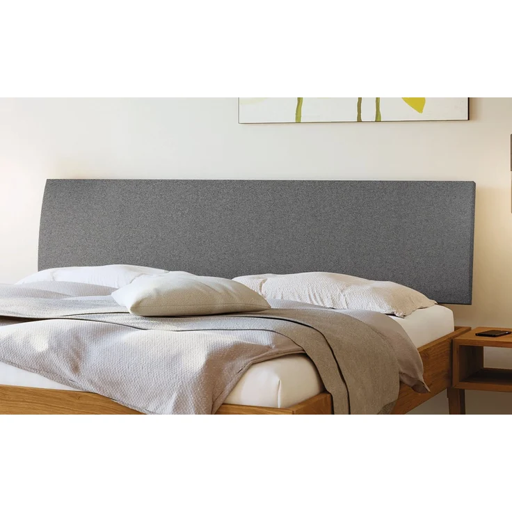 Hasena Massivholzbett Lorenzo Wildeiche mit Polsterkopfteil, Bezug Pace Grey 120x210 cm, Fußhöhe 20 cm – Trento – Bild 3