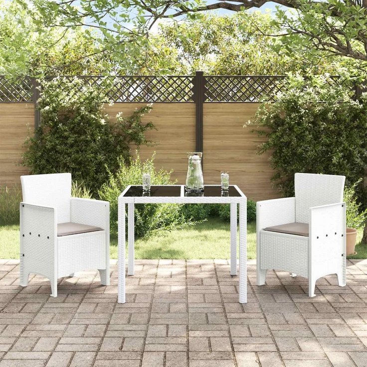 vidaXL Gartenstuhl mit Kissen 2 pcs Weiß 53 x 49 x 85 cm Polypropylen 847459 – Bild 3