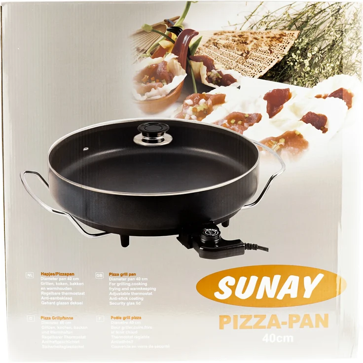 Elektrische Multifunktionspfanne Pizzapfanne Grillpfanne Bratpfanne 40 x 7 cm Schwarz – Bild 8