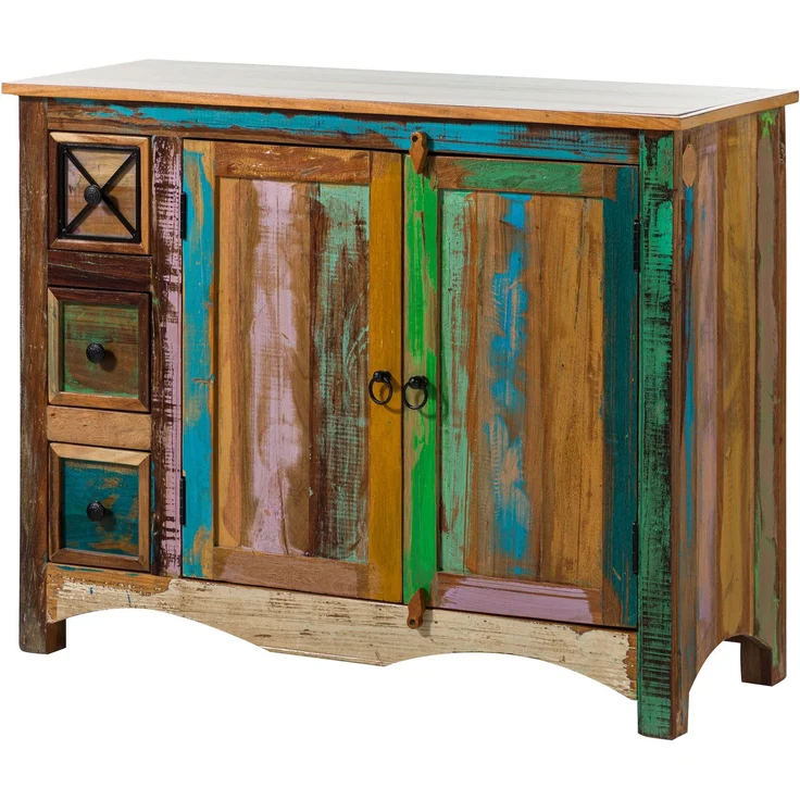 Kommode Altholz 110x40x85 mehrfarbig lackiert NATURE OF SPIRIT #17 – Bild 1