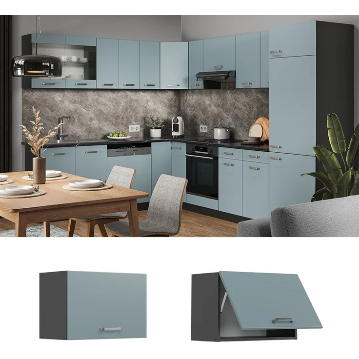 Hängeschrank R-Line Blau-Grau 60 cm Flach Vicco – Bild 2