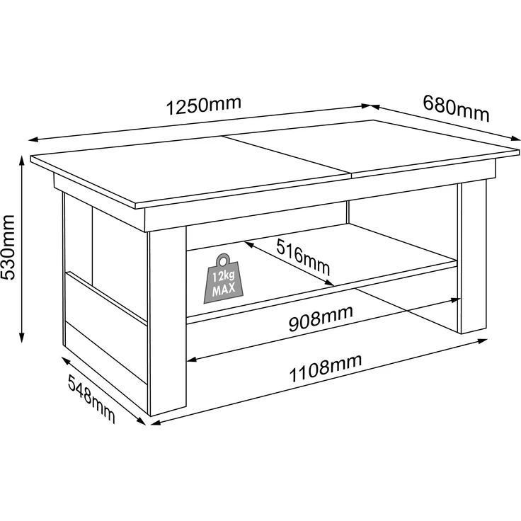 VCM Beistelltisch & Couchtisch Kobila 917069 Honig-Eiche H. 52 x B. 115 x T. 65 cm – Bild 4