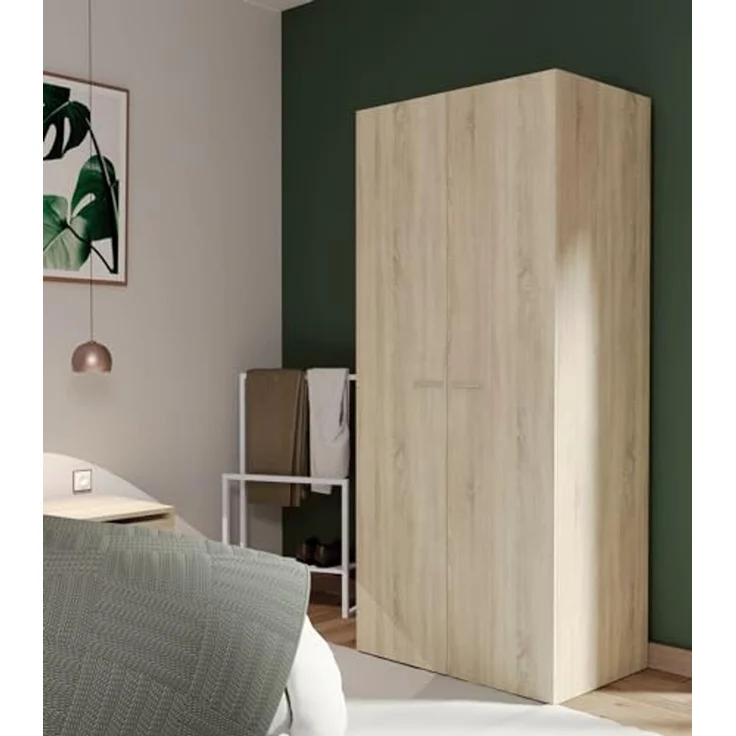 Muebles Pitarch | Schlafzimmerschrank 2 Türen, Cambrian Eiche, 180 x 79 x 52 cm (Höhe x Breite x Tiefe), Modernes Beistellmöbel, Kollektion Tibet – Bild 2