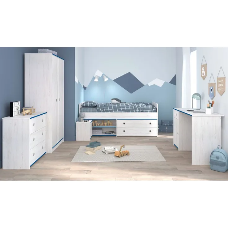 Parisot Kinderzimmer und Jugendzimmer Smoozy in weiß Kiefer Set 5-tlg.