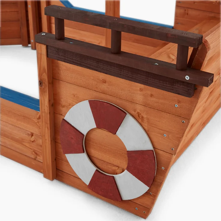 Home Deluxe 'Boot' Sandkasten inkl. Sonnenschutz und Bodenplane, Holz natur / blau, 103 x 78 x 160 cm – Bild 8