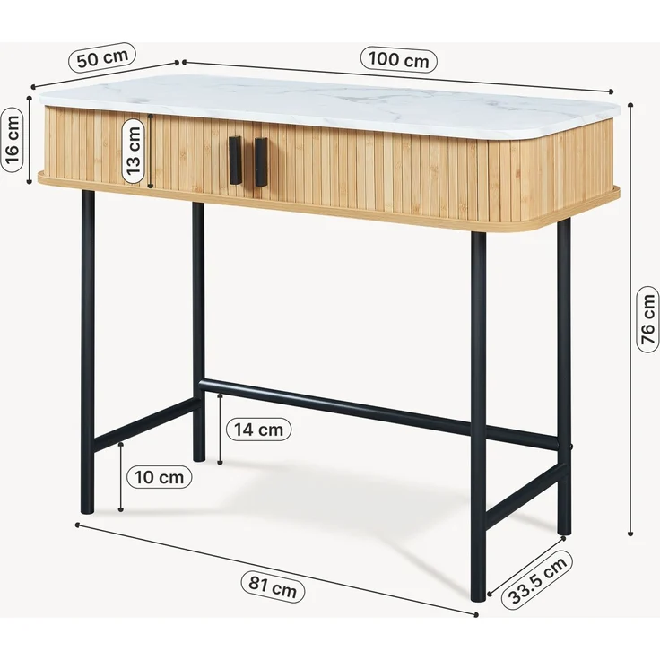 Konsolentisch Tvedestrand 100x50x76 cm Marmorweiß/Holzfarben [en. casa] – Bild 6