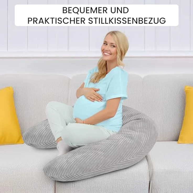 Amilian Stillkissenbezug 170 cm - Kissenbezug für Schwangerschaftskissen, Seitenschläferkissen, weicher und pflegeleichter Bezug - ideal als Ersatzbezug – Bild 3