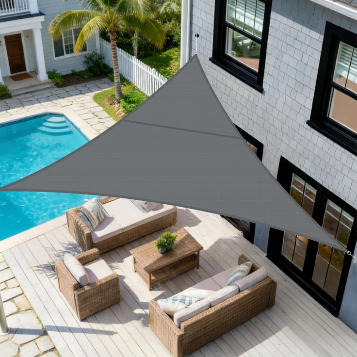 SUNNY GUARD Sonnensegel Wasserdicht 3x3x4.25m Dreieckig Sonnenschutz Wetterschutz Segel Baldachin UV Schutz für Balkon Terrasse Garten, Dunkler Anthrazit
