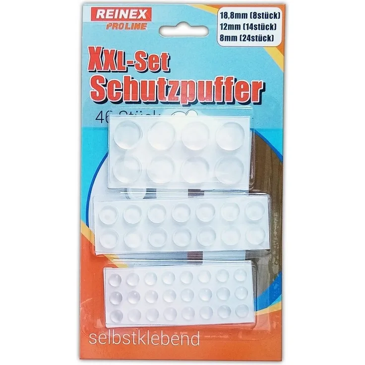 Reinex Anschlagpuffer 46x SCHUTZPUFFER Ø 8/12/18,8mm selbstklebend Glasklar Stoßdämpfer 02, Anschlagdämpfer Gummipuffer Stoßpuffer Türdämpfer Puffer Dämpfer