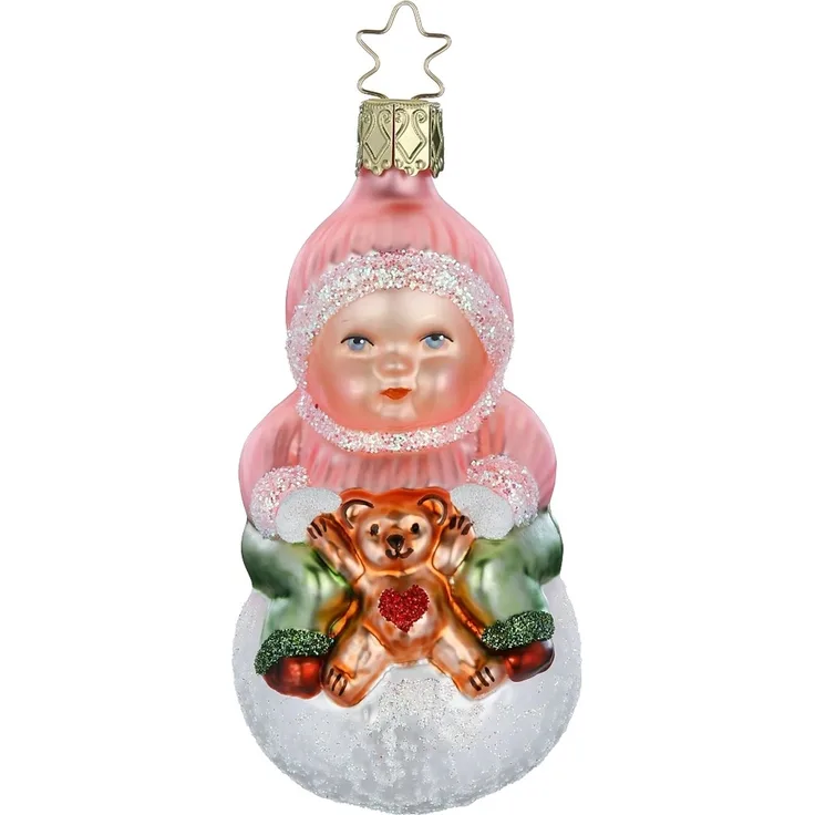 Mädchen im Schnee, 9,5cm zauberhafter Inge-Glas Christbaumschmuck