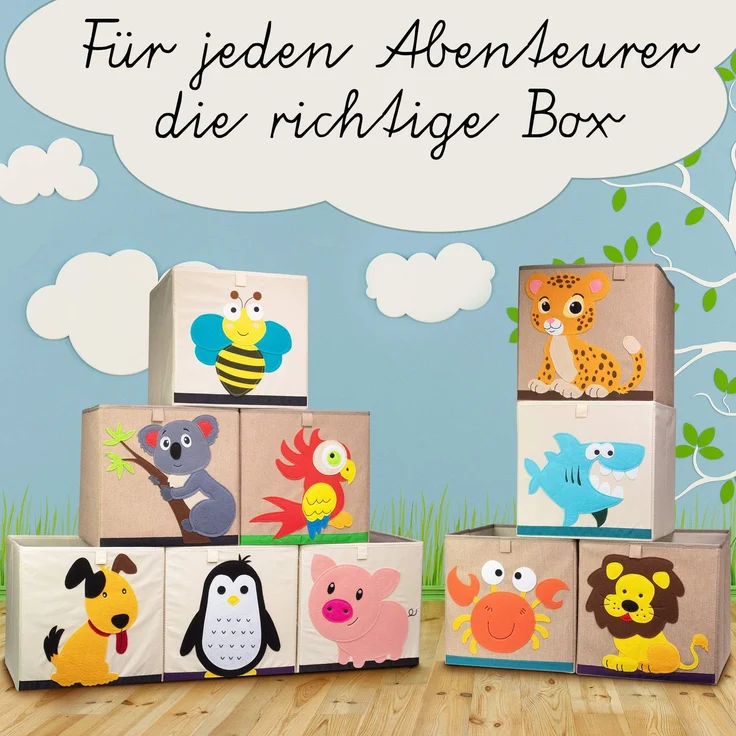 LIFENEY Aufbewahrungsbox Kinder mit Eule Motiv I Spielzeugbox mit Tiermotiv passend für Würfelregale I Ordnungsbox für das Kinderzimmer I Aufbewahrungskorb Kinder – Bild 7