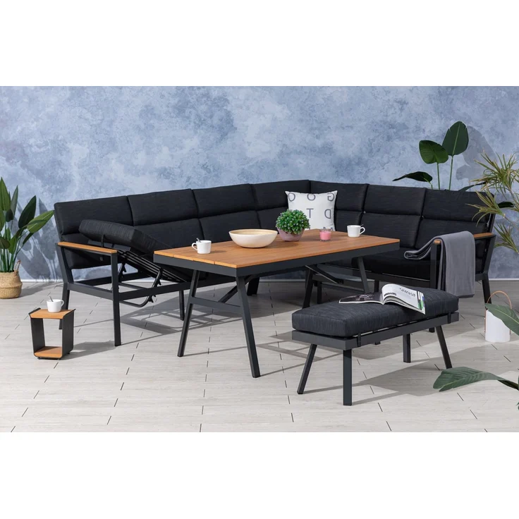 Gardissimo 'Nabari' Dining-Ecklounge mit Ecksofa, Bank & Tisch, Aluminium, Braun, Rechts – Bild 2