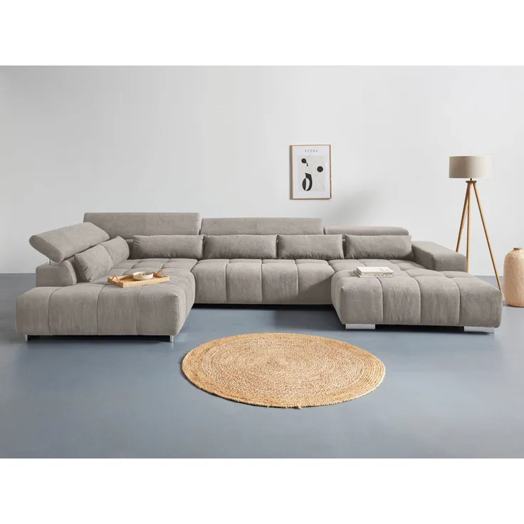 COTTA Wohnlandschaft Orion U-Form, mit Kopfteilverstellung und Zierkissen