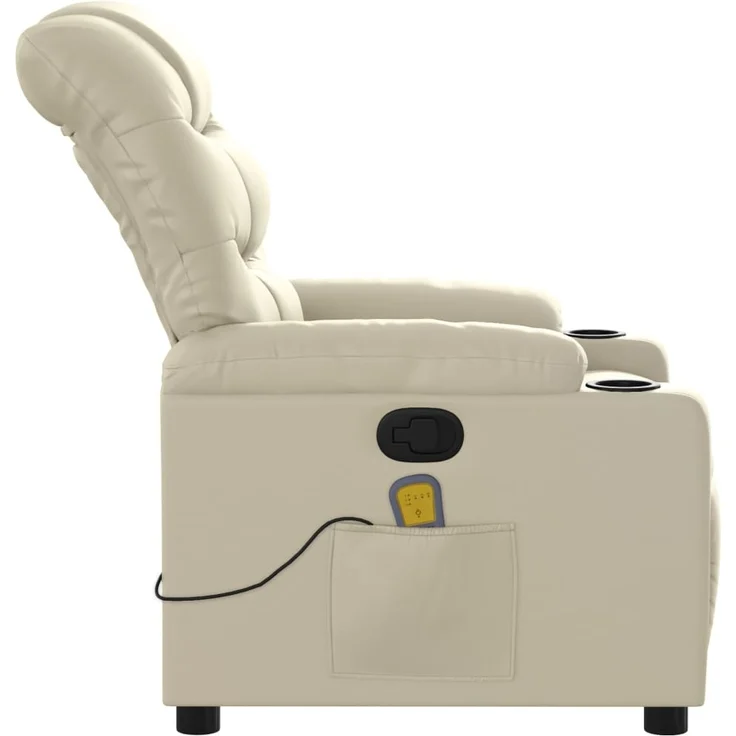 vidaXL Massagesessel mit Relaxfunktion, Kunstleder, Creme 3206904 – Bild 7