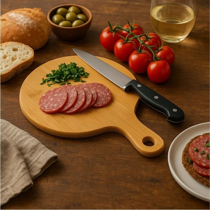 hausleben Pizzateller aus Bambus, (2 St), Ø 25,5 cm, Nachhaltig, robust & langlebig – Bild 2