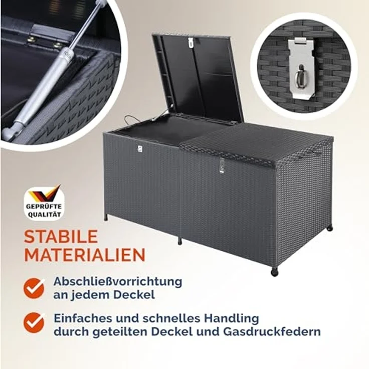 Casaria Auflagenbox (1 St), XXL Polyrattan Wetterfest 625L UV-beständig Rollen Wintergarten – Bild 4