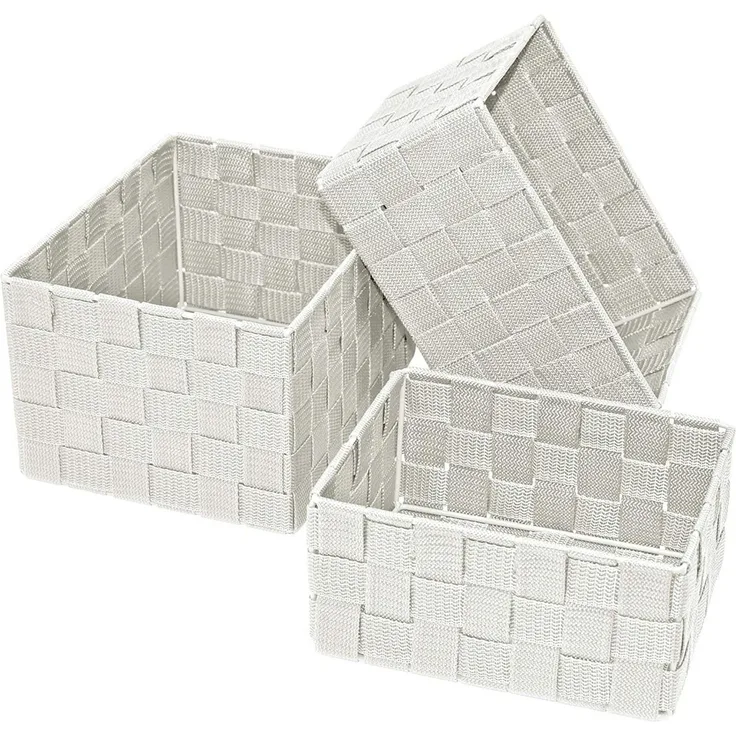 Lashuma Aufbewahrungskorb (Set, 3 St), leere Badkörbe silber rechteckig