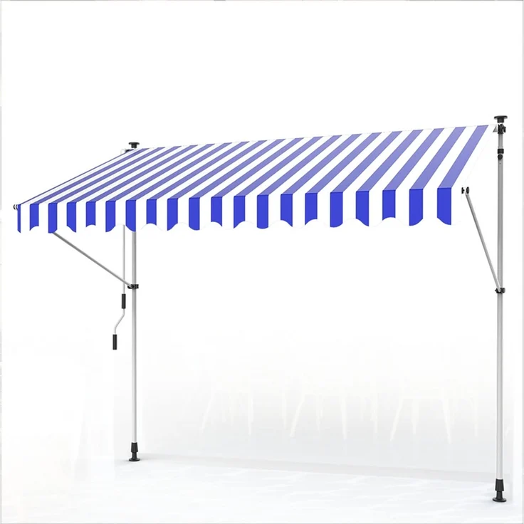 Klemmmarkise 300cm Balkon Sonnenschutz Blau Sonnensegel Terrasse Windschutz – Bild 1