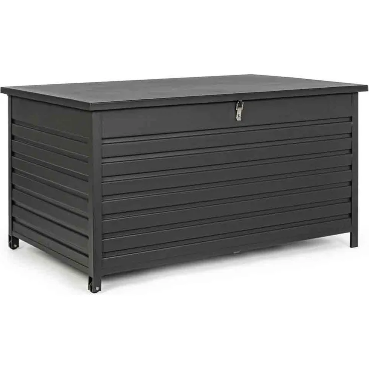 Gartentruhe Citanal aus Aluminium, modern und wetterfest, anthrazit, mit Rädern und Gasdruckfeder