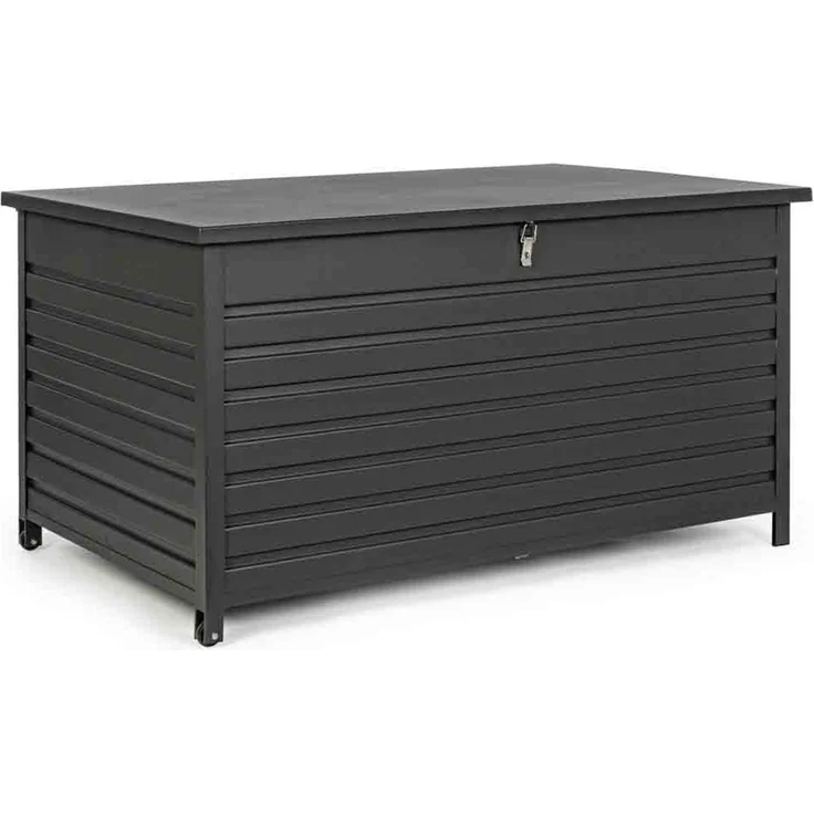 Gartentruhe Citanal aus Aluminium, modern und wetterfest, anthrazit, mit Rädern und Gasdruckfeder – Bild 1