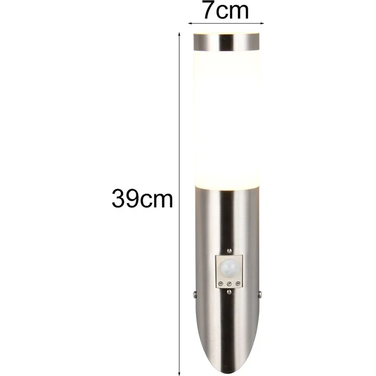 Moderne LED Außenwandleuchte mit Bewegungsmelder Silber, Höhe 39cm – Bild 4