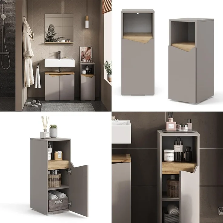 Midischrank Marelle Greige 30 x 74.5 cm mit Tür und offenem Fach Vicco – Bild 8
