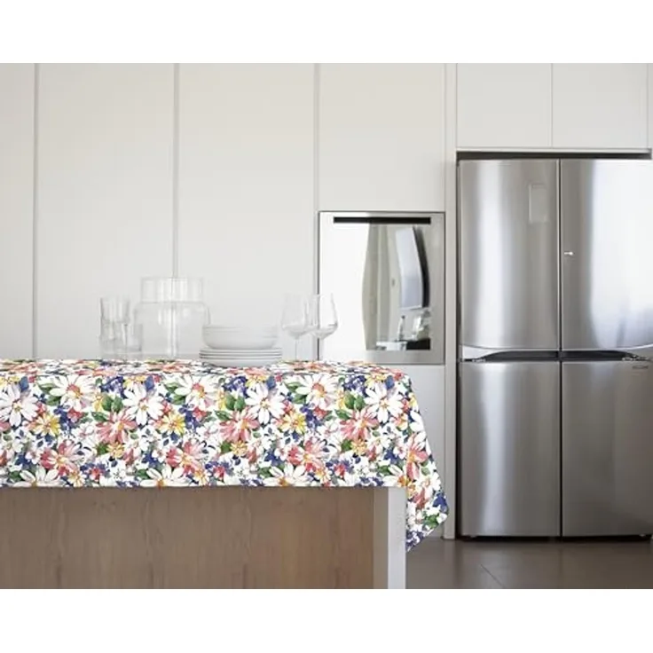 GEMITEX Tischdecke Tradition, Plüsch, gewachst, wasserdicht und schmutzabweisend, Dekor 4133 Blumen von Sanremo, ideal für rechteckige Tische für 6/8 Personen, 140 x 180 cm, hergestellt in Italien,