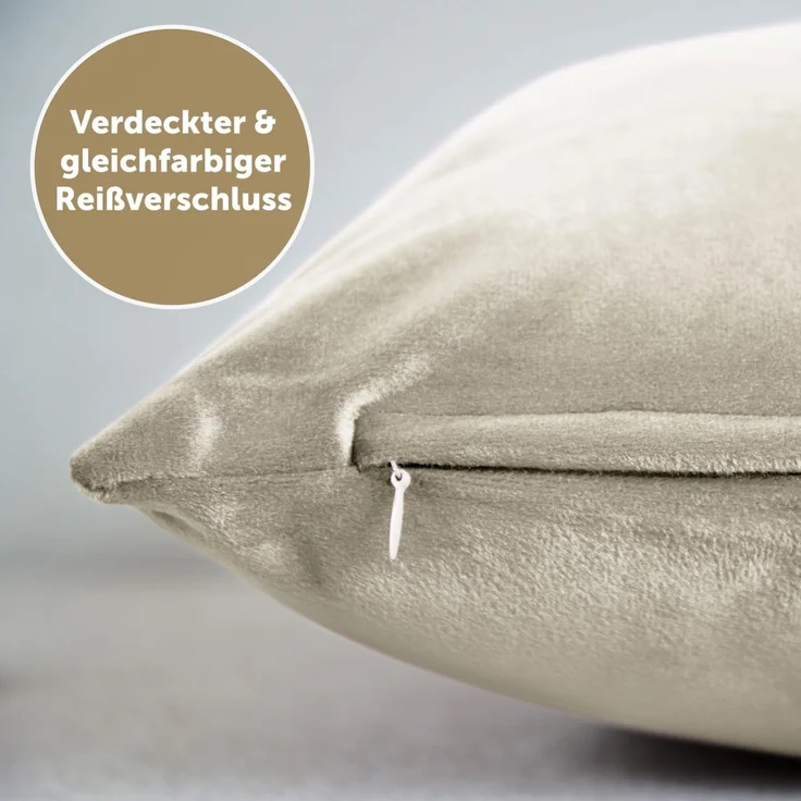 Blumtal Kissenbezug 2er Set - dekorativer Samt Kissenbezug mit verstecktem Reißverschluss, Kissenhülle für Zierkissen, waschbar – Bild 4