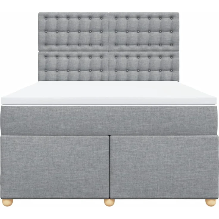 vidaXL Boxspringbett mit Matratze Hellgrau 140x200 cm Stoff 3293617 – Bild 6