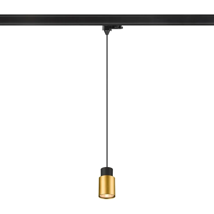 SLV PURI 2.0 Tube, 3~ Pendelleuchte, GU10, Pendellänge 200cm, 1x max. 6W, schwarz / gold - Leuchten mit 3 Phasen Adapter 230V