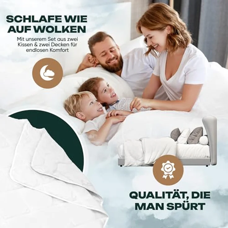 Waidmeister Bettdecke + Kopfkissen Bettdeckenset 2x Bettdecke und 2x Kopfkissen, Füllung: 100% Polyester, Bettdeckenset mit Kopfkissen mit optimierter Klimafunktion – Bild 5