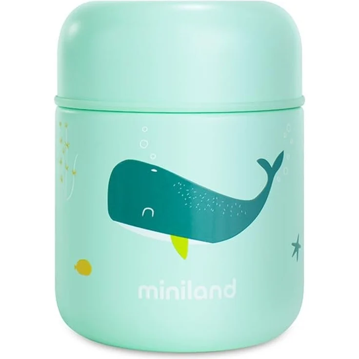 Miniland - Baby-Thermos für Speisen 280ml aus Edelstahl, Hält die Temperatur über 24h, Auslaufsicherer Verschluss und Doppelwand-Isolierung (Whaley)
