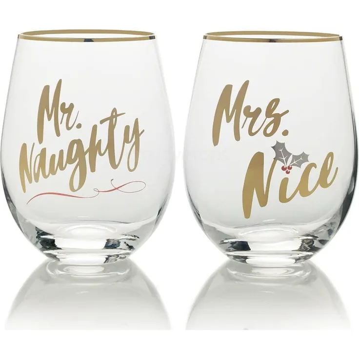 Mikasa ''Celebrations'' Weingläser ohne Stiel, weihnachtlich, Klar - Gold, 2er-Set
