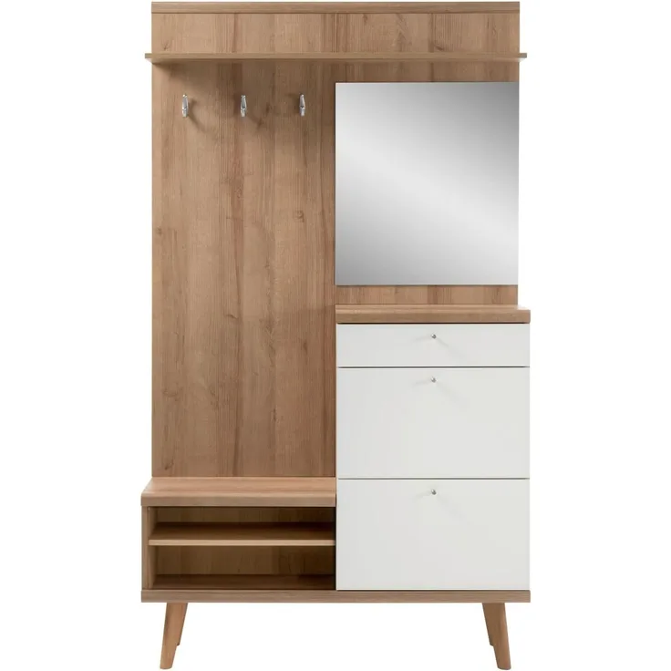 Garderobe Helge in weiß und Eiche Riviera 110 x 200 cm