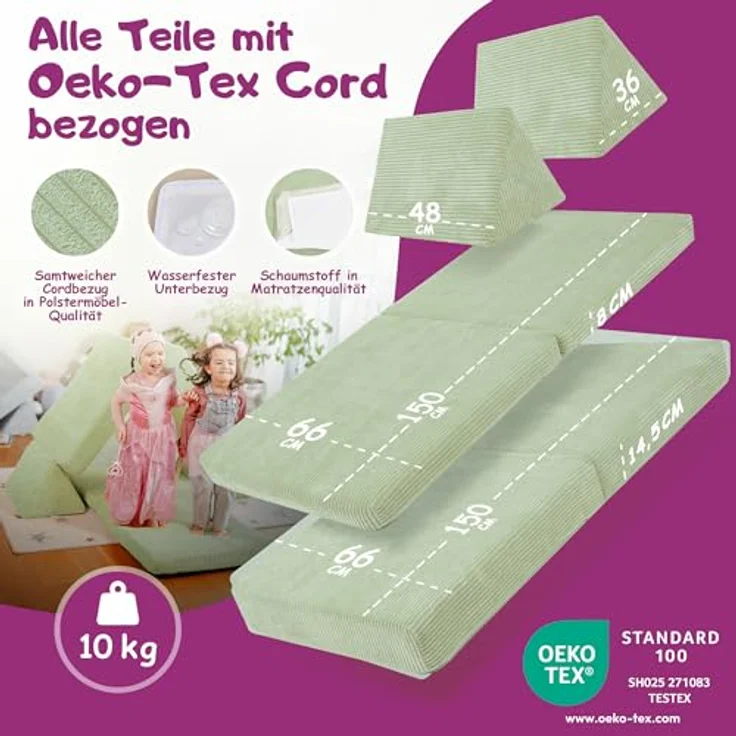 Linodino Kindersofa Spielsofa I aus Schaumstoff Bausteine I Spielcouch für Kinder, 3 Jahre Garantie – Bild 6