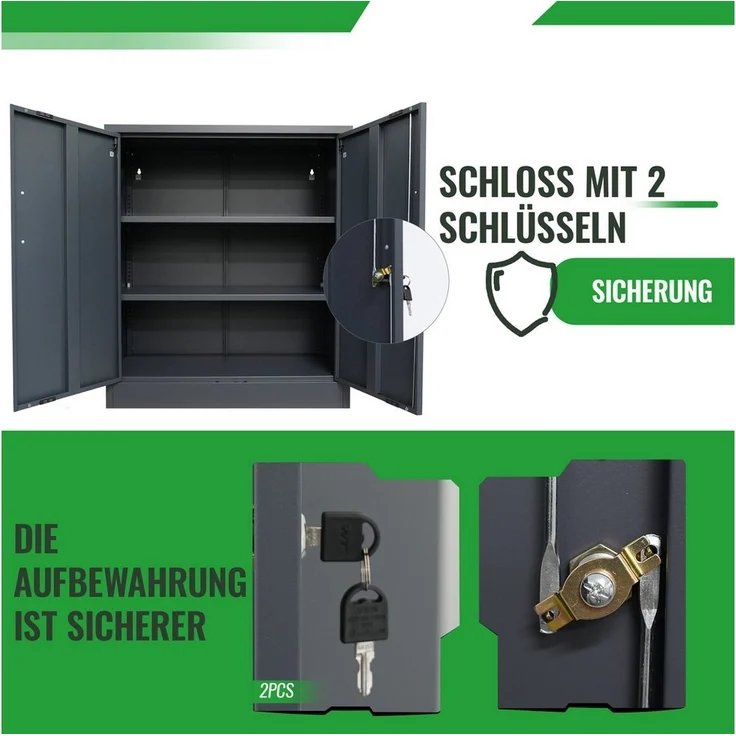 ONDIS24 Aktenschrank Mehrzweckschrank Stahlschrank - Büroschrank Metallschrank abschließbar mit justierbaren Einlegeböden, 50Kg Pro Einlage – Bild 3