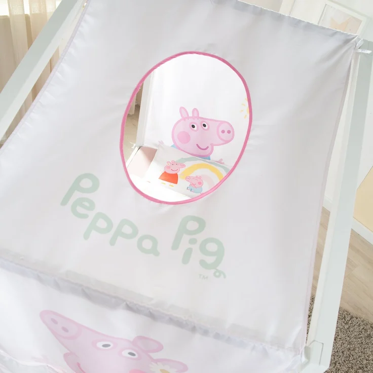 roba Bezug für Montessori Hausbetten 70 x 140 cm im Peppa Pig Design - Passendes Zubehör zum Umbau in Himmelbett - Inkl. 3 Aufbewahrungstaschen & Dachfenster – Bild 9