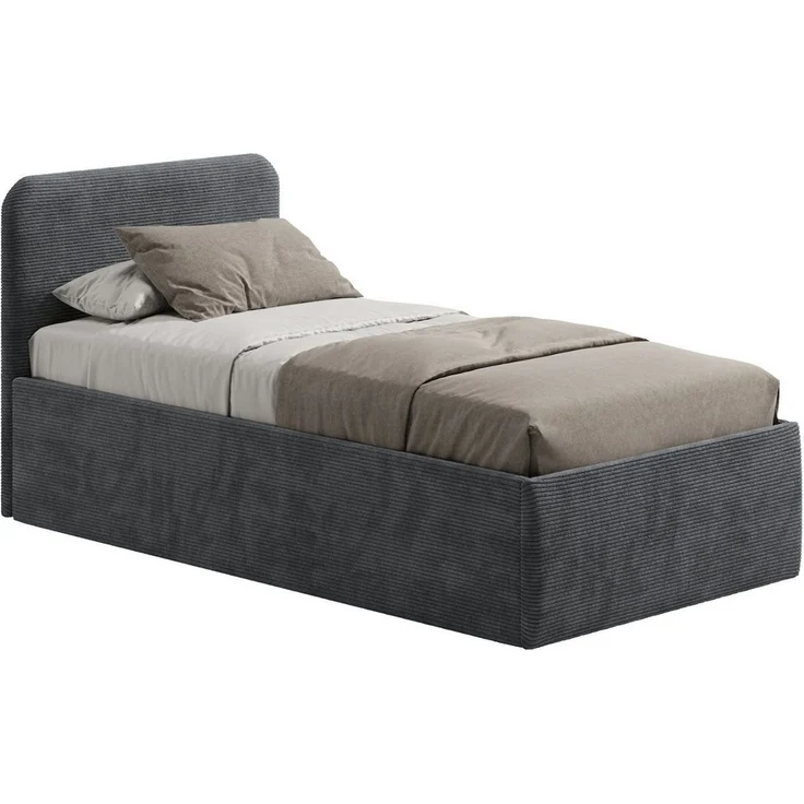 Home Collective Polsterbett Bett mit Stauraum, verstellbarem Lattenrost, viele Größen (Größen: 100x200 120x200 140x200 160x200 180x200 200x200, hochwertiger Kordstoff, made in Germany), wählbare Matratze Federkern oder Kaltschaum, Anthrazit – Bild 2