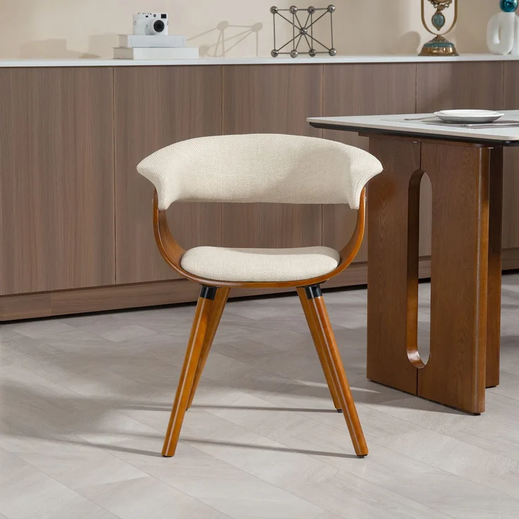 HOMCOM Esszimmerstuhl, Polyester, Schaumstoff, Beige, 62L x 55B x 75H cm – Bild 8