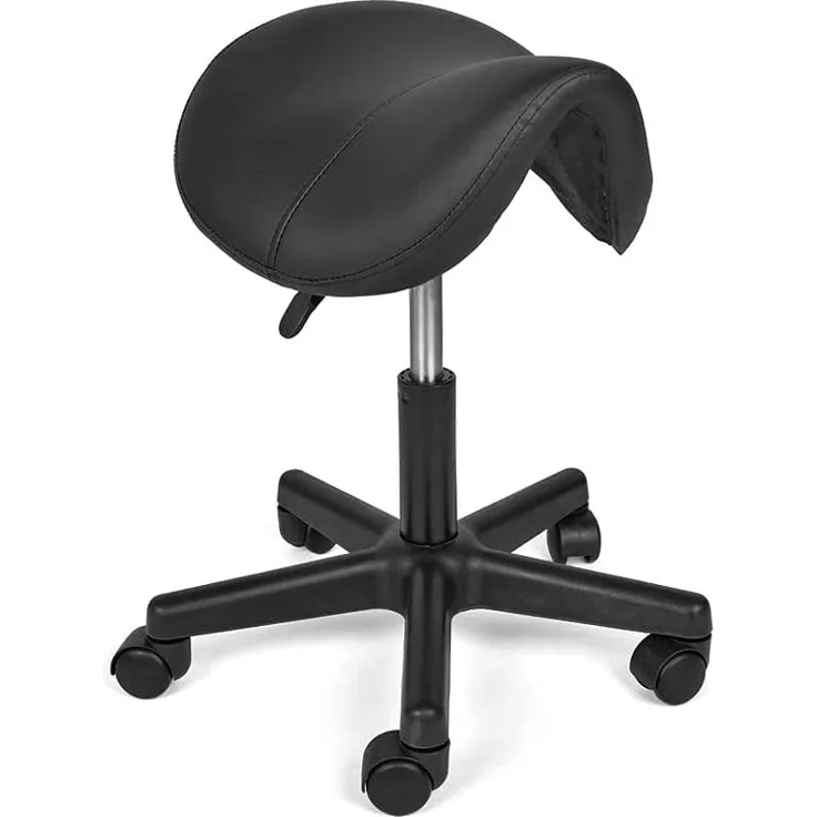 Mingone Sattelhocker Drehhocker Sattelstuhl Höhenverstellbar Bürohocker Ergonomischer Praxishocker mit Rollen 360 ° Drehung ，Schwarz