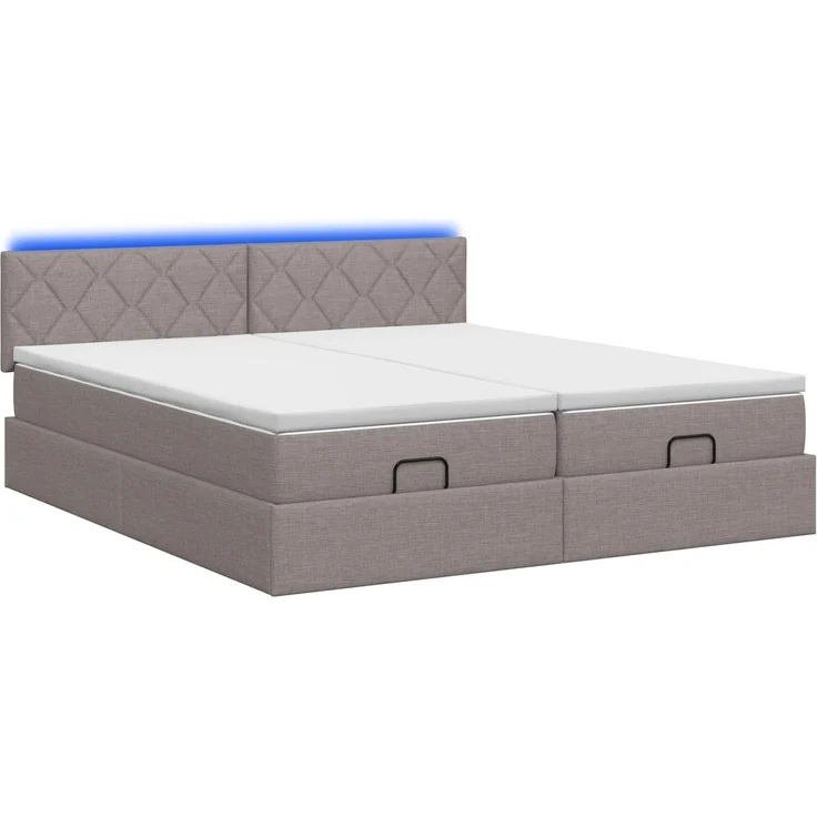 vidaXL Ottoman-Bett mit Matratze und LED Taupe 180 x 200 cm Stoff 3457298 – Bild 9