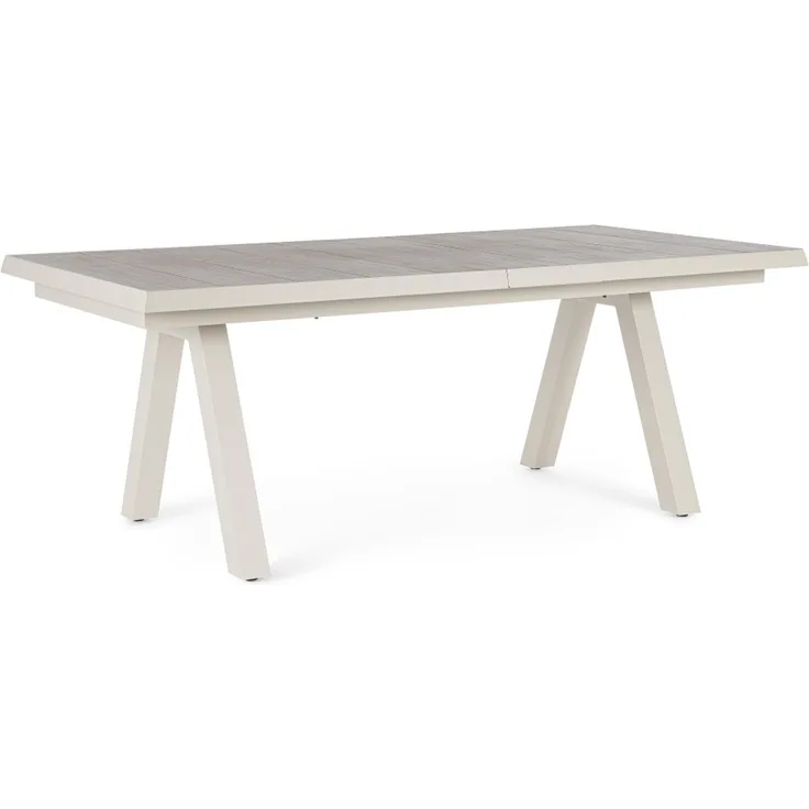 Gartentisch Norik ausziehbar, Aluminium und Keramik, modern, beige Pelikan, für 8–10 Personen