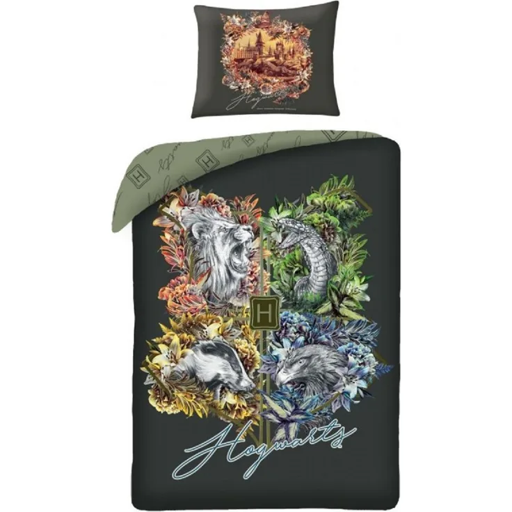 Harry Potter Bettwäsche Set aus Baumwolle Bettdeckenbezug 140 × 200 cm mit 70 × 90 cm Kissenbezug