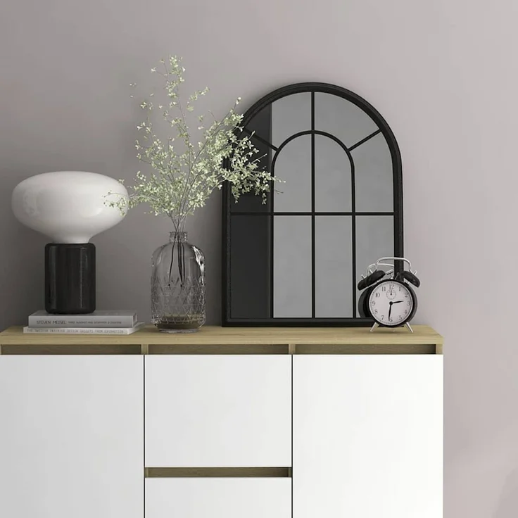 Spiegel, Wandspiegel Schwarz 60x45 cm Eisen für den Innenbereich – Bild 1