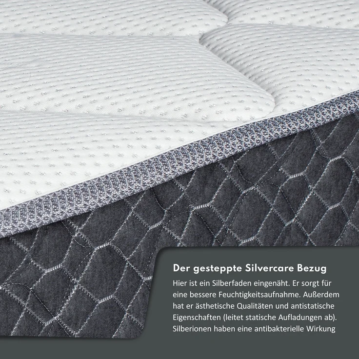 Matratze 80x200 cm Kaltschaummatratze TEMPO MAX 30 cm H4 HR Visco Silver Bezug – Bild 4
