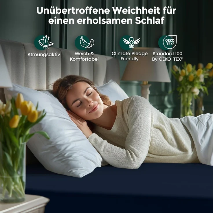 Utopia Bedding - Spannbettlaken 90x200 cm Bis 30 cm - Marineblau - Oeko-Tex Zertifiziertes - Gebürstete Mikrofaser Spannbetttuch – Bild 3