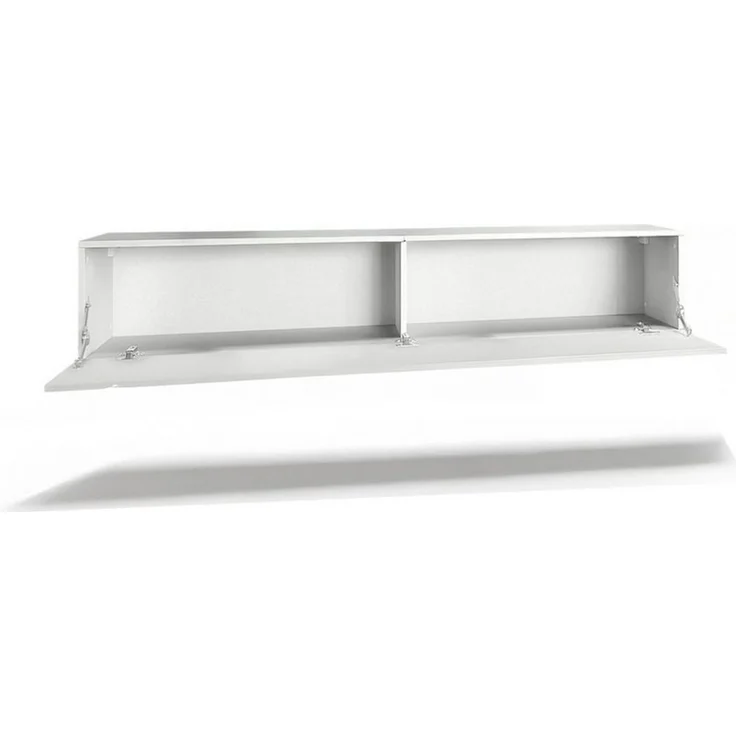 InnoFurn Lowboard Lia hängendes Tv-Board (hängender Fernsehschrank, Weiß matt/Weiß Hochglanz (38,5 x 165 x 30 cm), hängendes Tv-Board, Moderner Fernsehschrank 165 cm lang Fernsehtisch – Bild 3