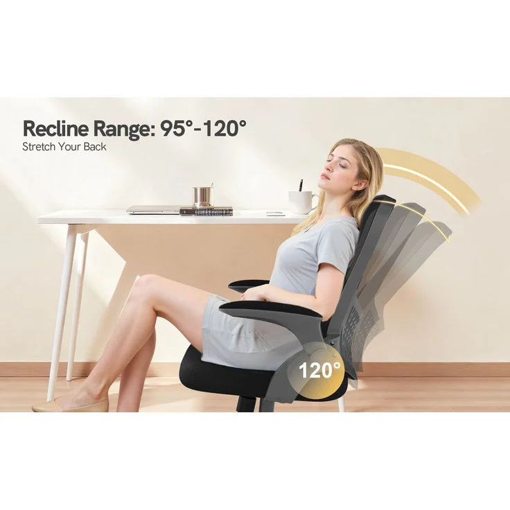 Botifly Ergonomischer Bürostuhl, Mesh-Gewebe, Schwarz, 95°-120° Wippfunktion, 10 cm Höhenverstellbar – Bild 8